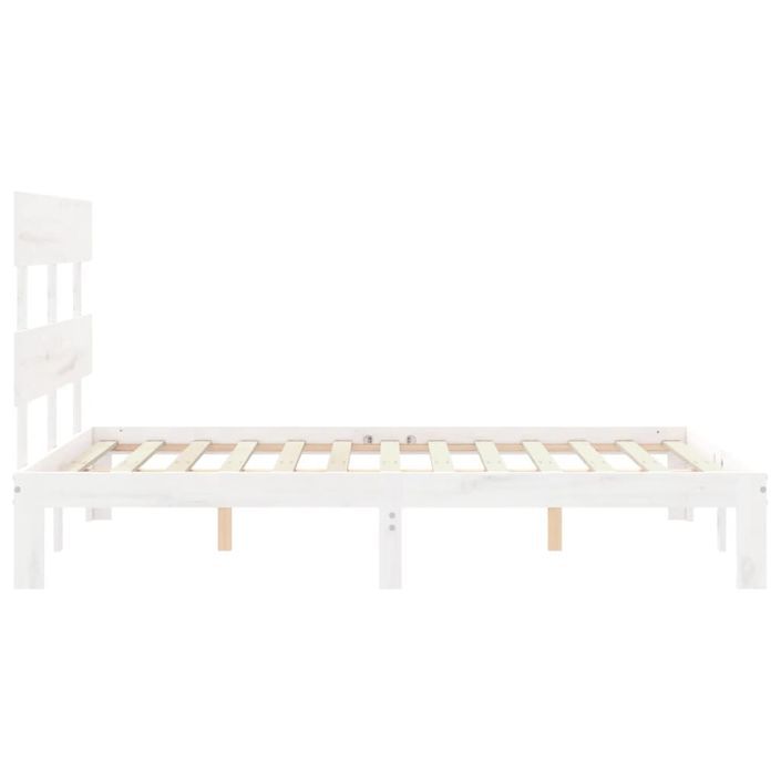 Cadre de lit avec tête de lit blanc 140x190 cm bois massif - Photo n°7