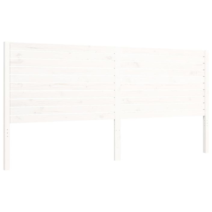 Cadre de lit avec tête de lit blanc 200x200 cm bois massif - Photo n°8