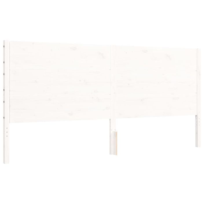 Cadre de lit avec tête de lit blanc 200x200 cm bois massif - Photo n°7