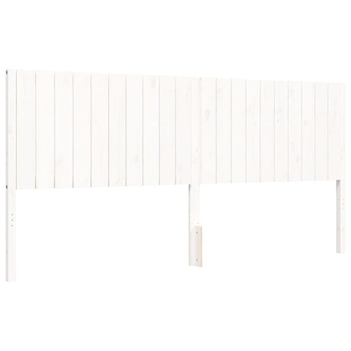 Cadre de lit avec tête de lit blanc 200x200 cm bois massif - Photo n°9