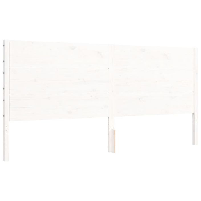 Cadre de lit avec tête de lit blanc 200x200 cm bois massif - Photo n°9