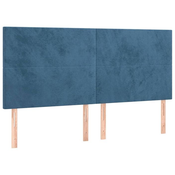 Cadre de lit avec tête de lit Bleu foncé 160x200 cm Velours - Photo n°9