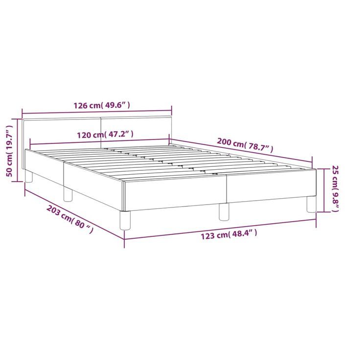 Cadre de lit avec tête de lit Crème 120x200 cm Tissu - Photo n°9