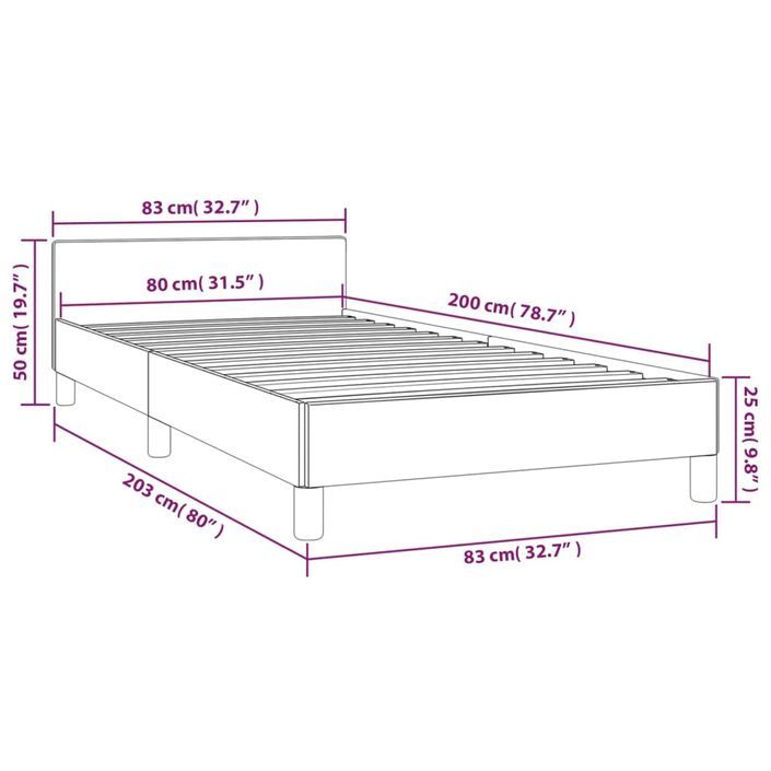 Cadre de lit avec tête de lit Crème 80x200 cm Tissu - Photo n°9