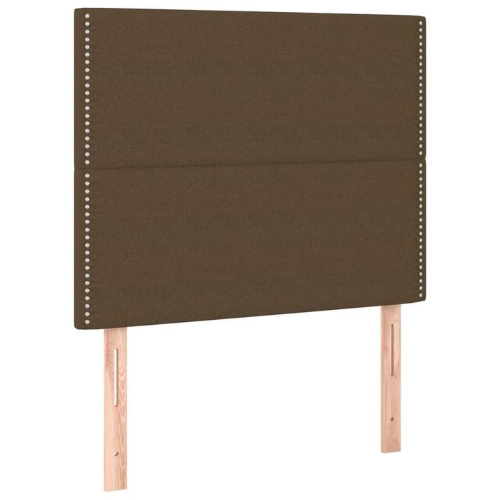 Cadre de lit avec tête de lit Marron foncé 100x200 cm Tissu - Photo n°9