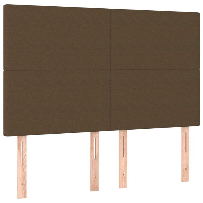 Cadre de lit avec tête de lit Marron foncé 140x190 cm Tissu - Photo n°9