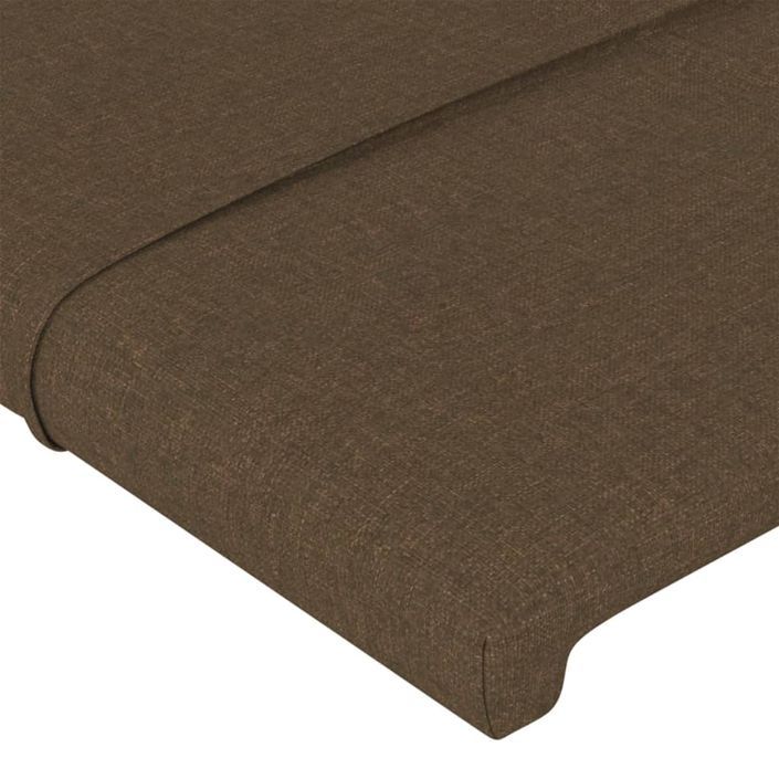 Cadre de lit avec tête de lit Marron foncé 90x190 cm Tissu - Photo n°10