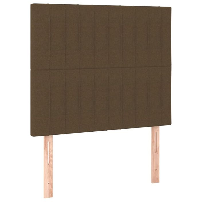 Cadre de lit avec tête de lit Marron foncé 90x190 cm Tissu - Photo n°8