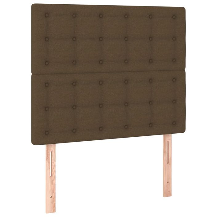 Cadre de lit avec tête de lit Marron foncé 90x190 cm Tissu - Photo n°9