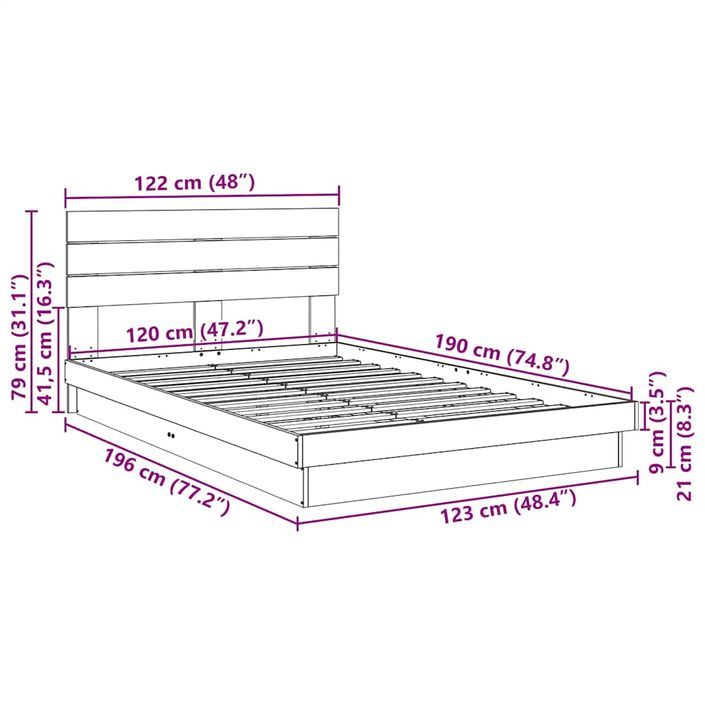 Cadre de lit avec tête de lit sans matelas 120x190 cm - Photo n°11