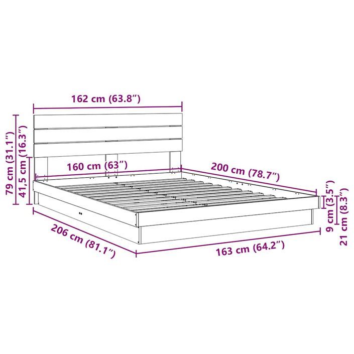 Cadre de lit avec tête de lit sans matelas 160 x 200 cm - Photo n°11