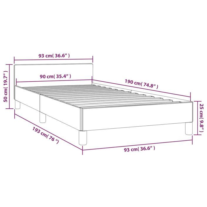 Cadre de lit avec tête de lit sans matelas cappuccino 90x190 cm - Photo n°9