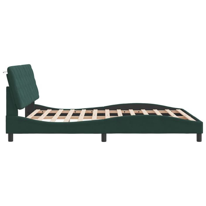 Cadre de lit avec tête de lit Vert foncé 160x200 cm Velours - Photo n°5
