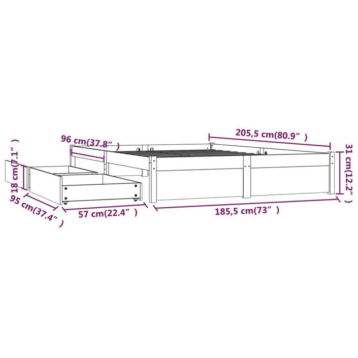 Cadre de lit avec tiroirs 180x200 cm Super King - Photo n°10