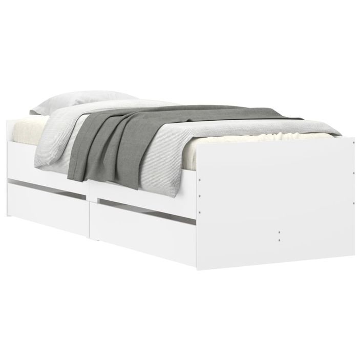 Cadre de lit avec tiroirs blanc 75x190 cm - Photo n°3