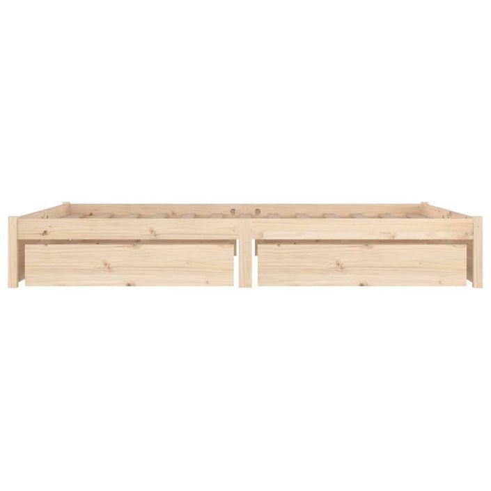 Cadre de lit avec tiroirs bois de pin massif 120x190 cm - Photo n°5