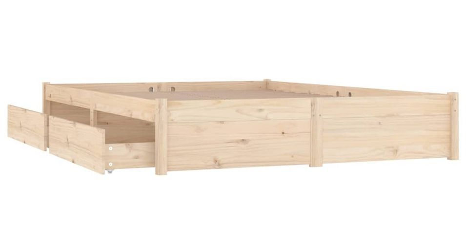 Cadre de lit avec tiroirs bois de pin massif 120x190 cm - Photo n°3