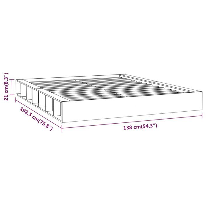 Cadre de lit Blanc 120x190 cm Petit double Bois massif - Photo n°8