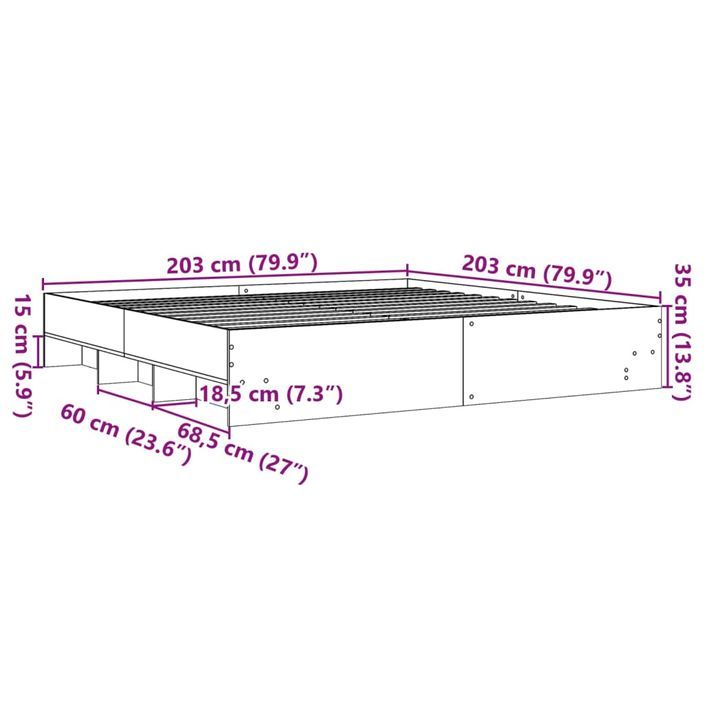 Cadre de lit blanc 200x200 cm bois d'ingénierie - Photo n°10