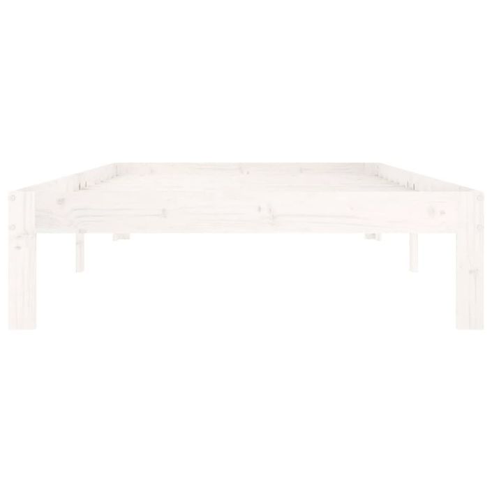 Cadre de lit Blanc Bois de pin massif 100x200 cm - Photo n°4