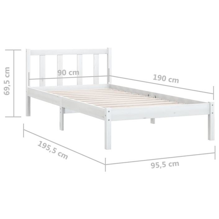 Lit Blanc Bois de pin massif 90x190 cm UK Simple - Photo n°9