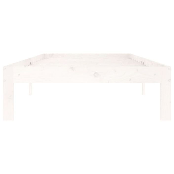 Cadre de lit Blanc Bois de pin massif 90x200 cm - Photo n°4