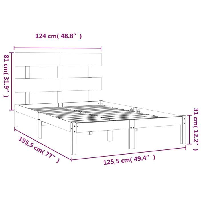 Cadre de lit Blanc Bois massif 120x190 cm Petit Double - Photo n°6