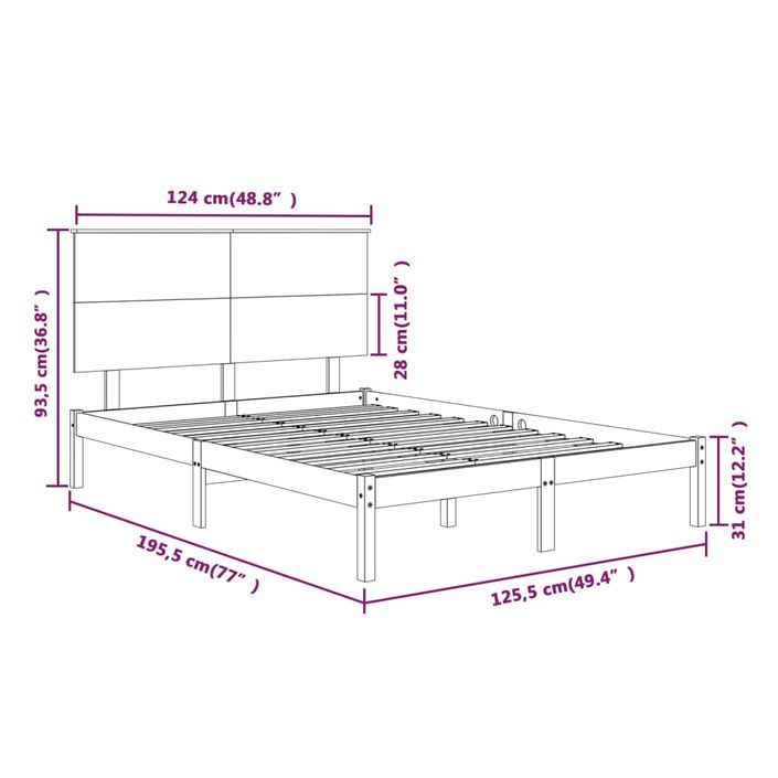 Cadre de lit Blanc Bois massif 120x190 cm Petit Double - Photo n°6