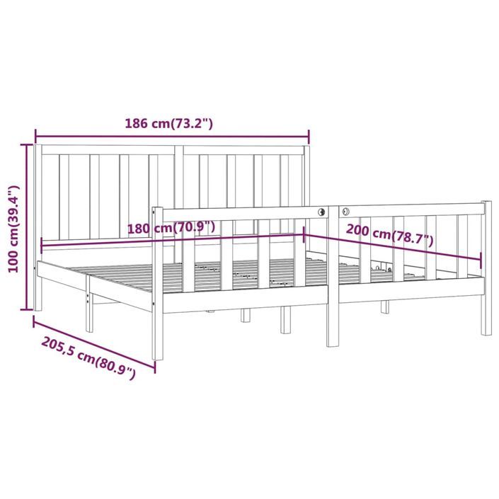 Lit Blanc Bois massif 180x200 cm Super King - Photo n°8