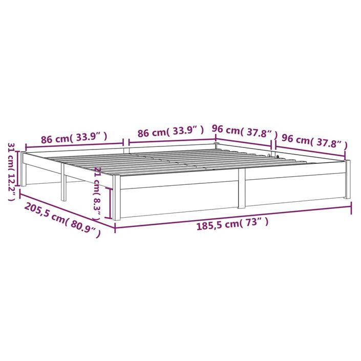 Cadre de lit Blanc Bois massif 180x200 cm Super King - Photo n°10