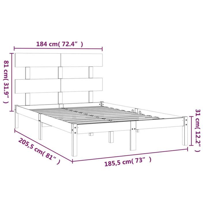 Cadre de lit Blanc Bois massif 180x200 cm Super King - Photo n°6