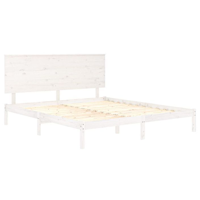 Cadre de lit Blanc Bois massif 180x200 cm Super King - Photo n°4