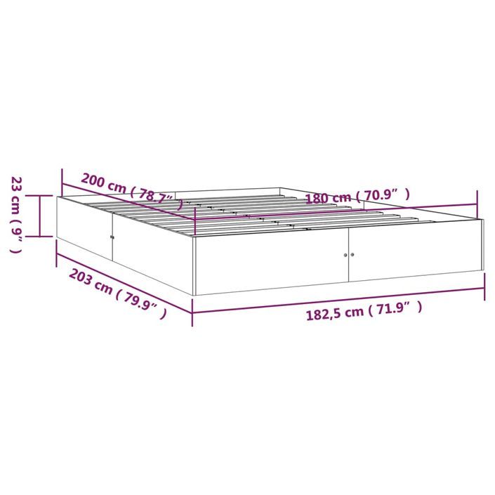 Cadre de lit Blanc Bois massif 180x200 cm Super King - Photo n°9