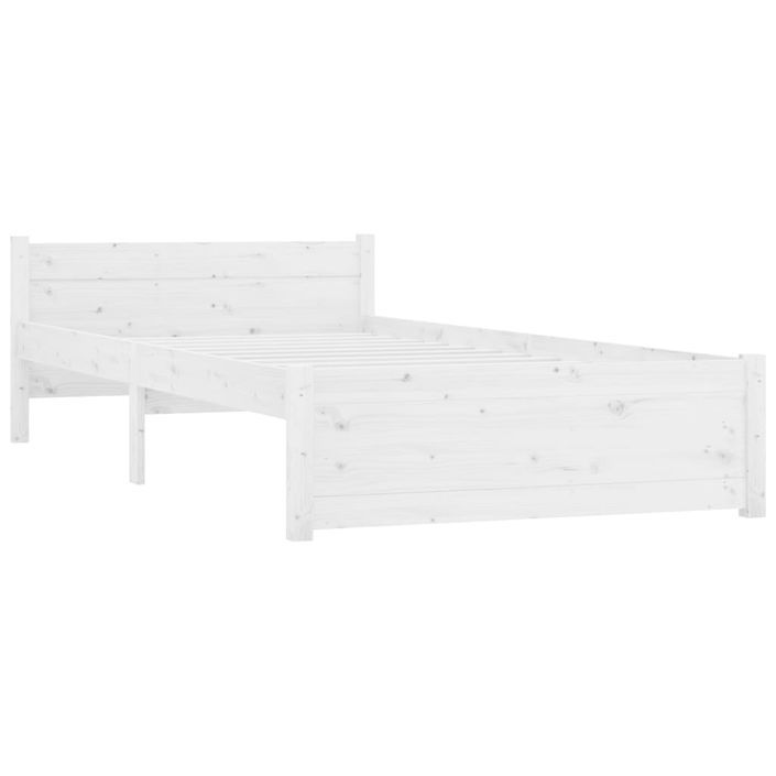 Cadre de lit Blanc Bois massif 75x190 cm Petit simple - Photo n°4