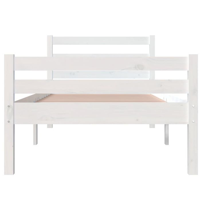 Cadre de lit Blanc Bois massif 90x190 cm Simple - Photo n°5