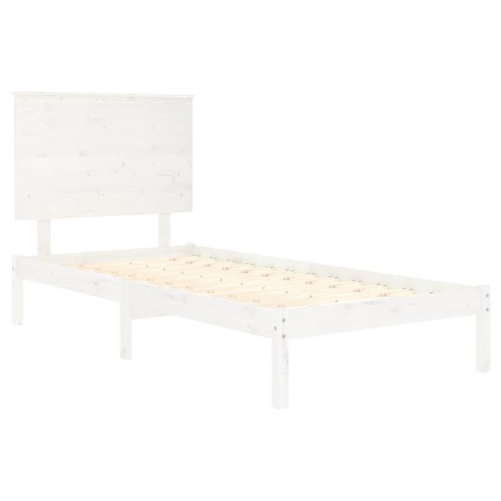 Cadre de lit Blanc Bois massif 90x190 cm Simple - Photo n°4