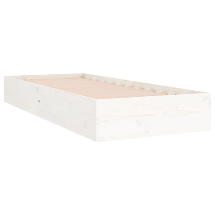 Cadre de lit Blanc Bois massif 90x190 cm Simple - Photo n°4