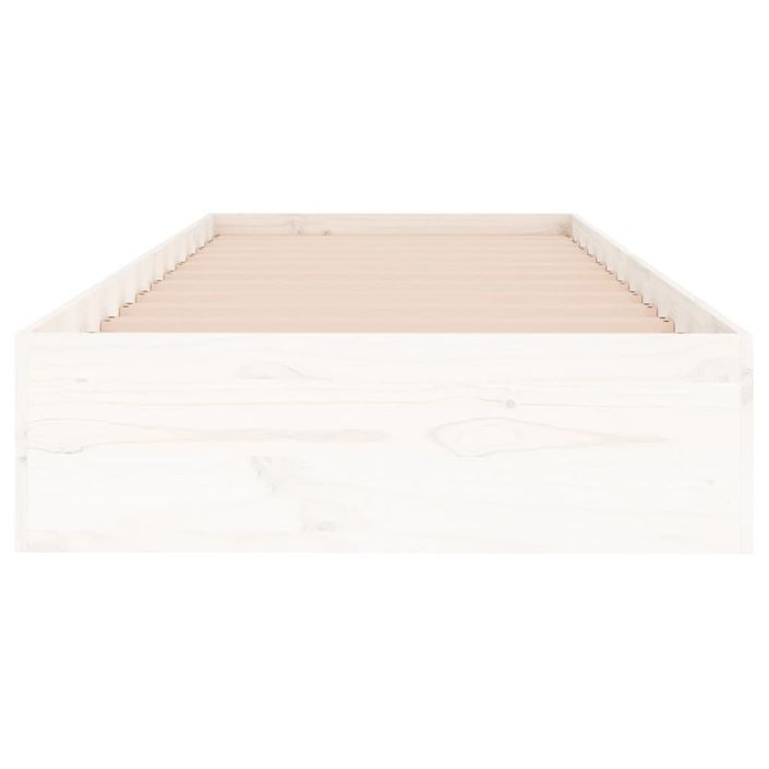 Cadre de lit Blanc Bois massif 90x190 cm Simple - Photo n°5