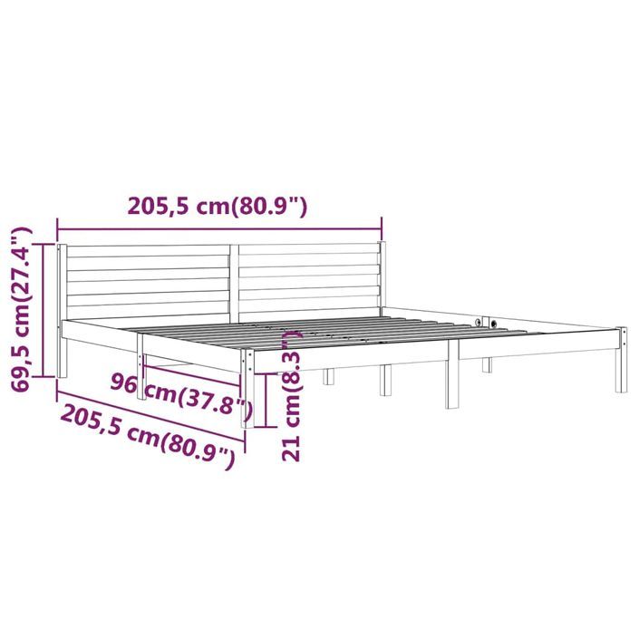 Lit Bois de pin massif 200x200 cm 6 - Photo n°8