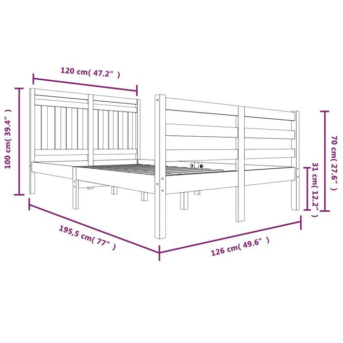 Lit Bois massif 120x190 cm Petit Double 5 - Photo n°7