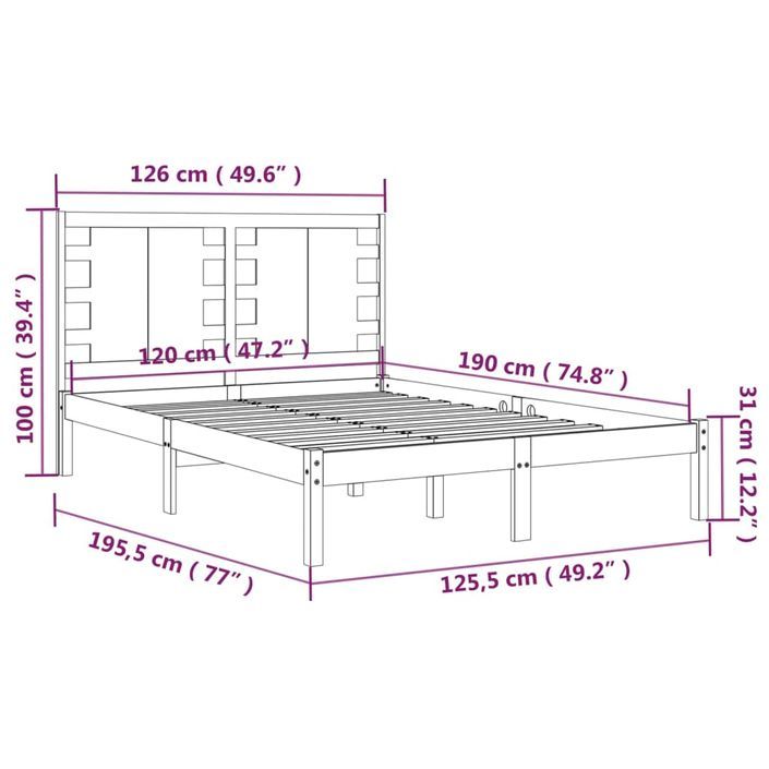 Lit Bois massif 120x190 cm Petit Double 2 - Photo n°6