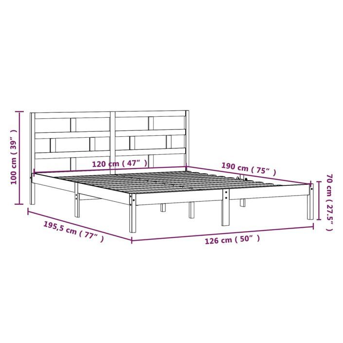 Cadre de lit Bois massif 120x190 cm Petit Double - Photo n°9