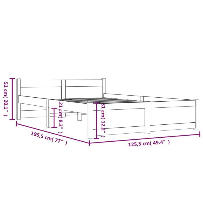 Cadre de lit bois massif 120x190 cm petit double - Photo n°9