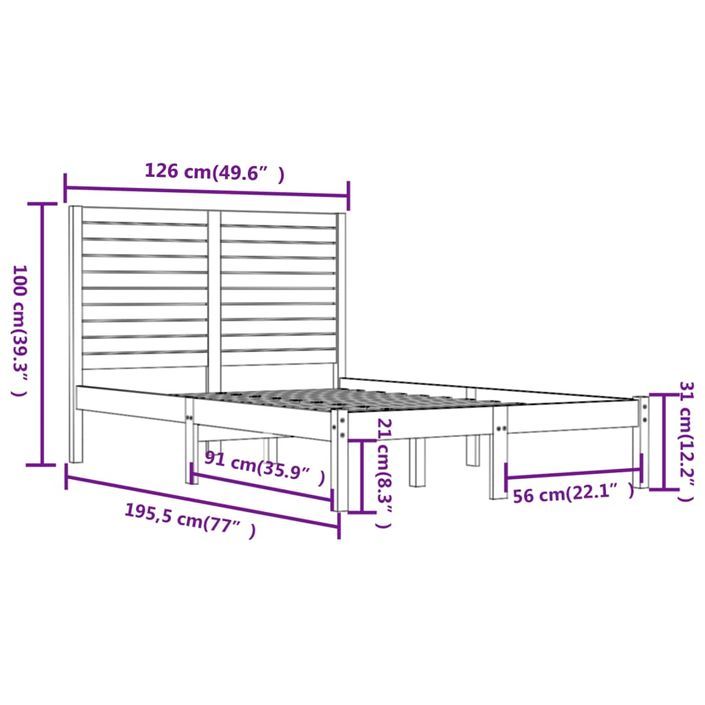 Cadre de lit bois massif 120x190 cm petit double - Photo n°6