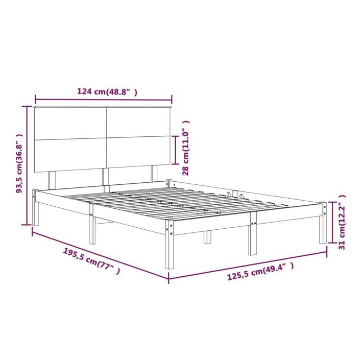 Cadre de lit bois massif 120x190 cm petit double - Photo n°6