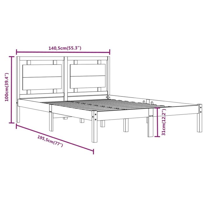 Lit Bois massif 135x190 cm Double 5 - Photo n°6