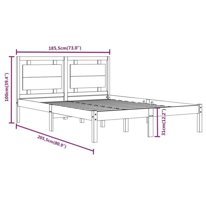 Lit Bois massif 180x200 cm Super King 3 - Photo n°5