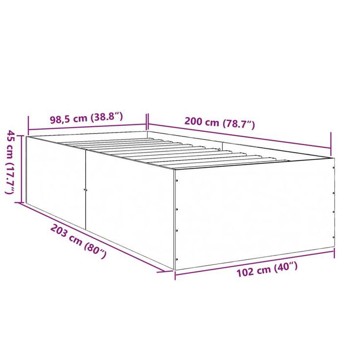 Cadre de lit chêne fumé 100x200 cm bois d'ingénierie - Photo n°10