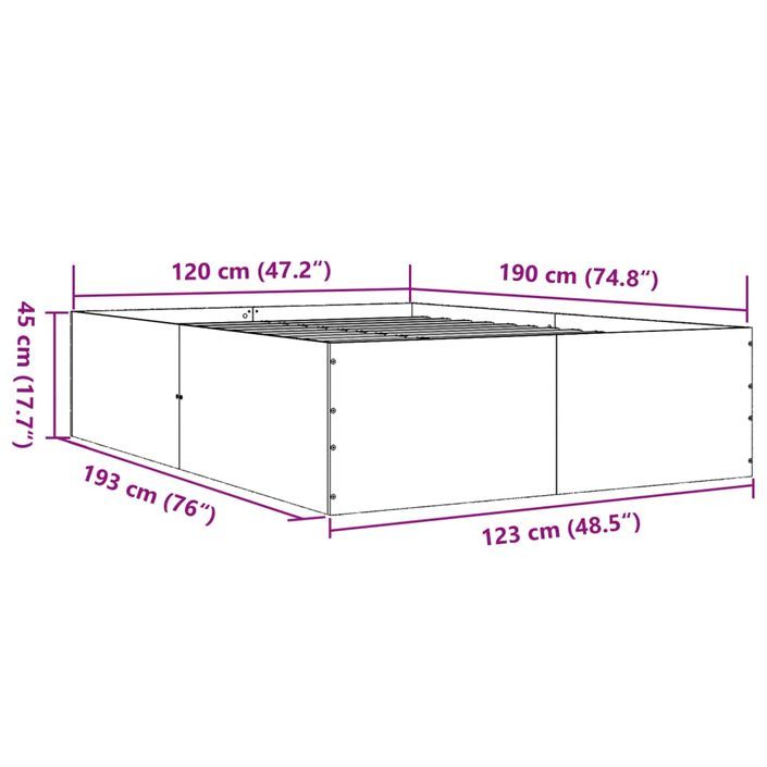 Cadre de lit chêne fumé 120x190 cm bois d'ingénierie - Photo n°10