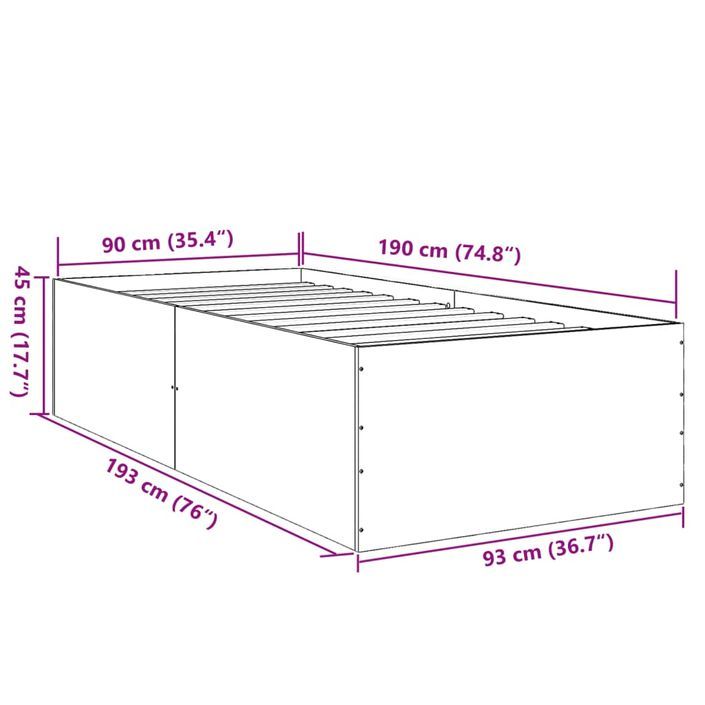 Cadre de lit chêne fumé 90x190 cm bois d'ingénierie - Photo n°10